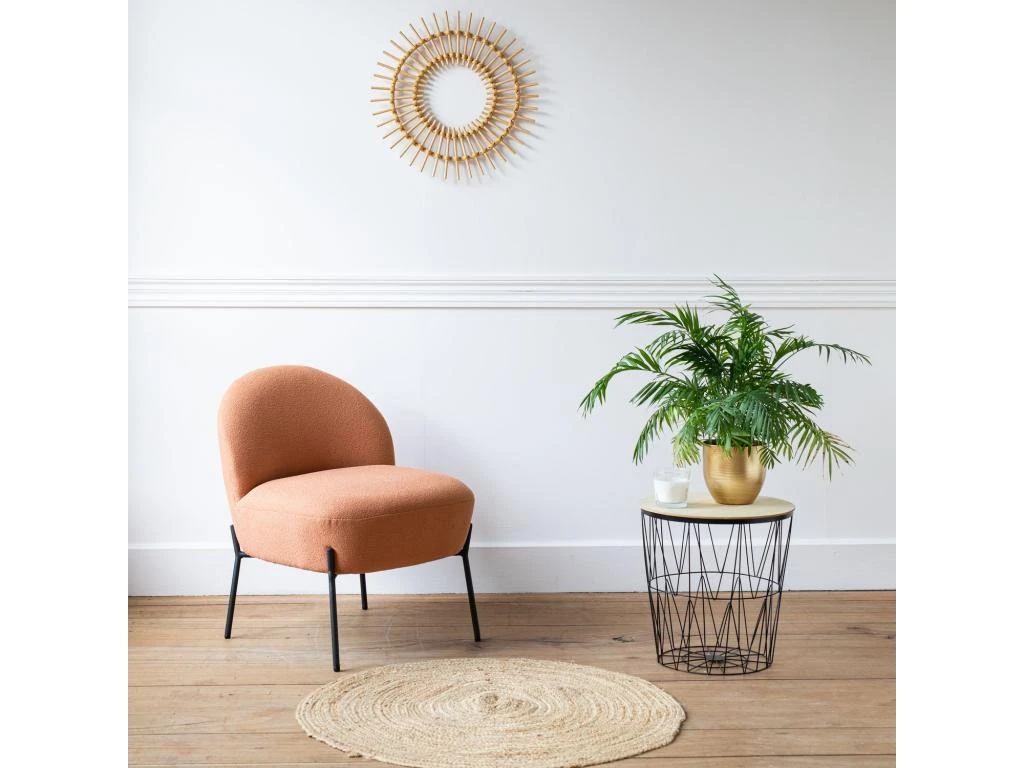 Fauteuil En Tissu Boucle Rouille HELMI - HAPPY GARDEN 1 Fauteuil En Tissu Boucle Rouille HELMI - HAPPY GARDEN