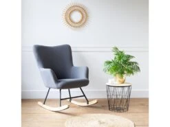 Fauteuil Ă Bascule En Tissu Boucle Gris KAIRA - HAPPY GARDEN