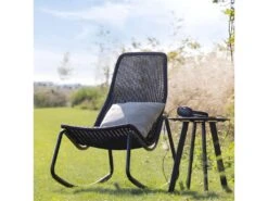 Tom - Rocking-chair En Résine Tressée Et Métal - Couleur - Noir -Deco.fr Soldes Boutique fauteuil 13288209