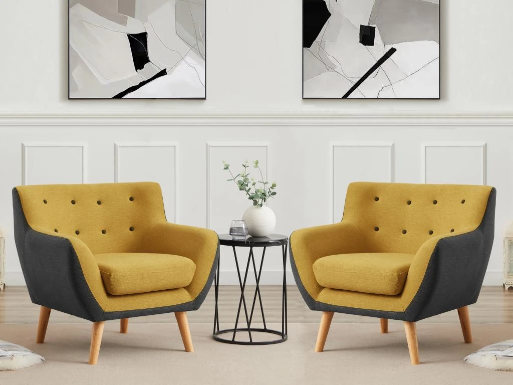 Fauteuil En Tissu Jaune Et Anthracite SERTI II 2 Fauteuil En Tissu Jaune Et Anthracite SERTI II – Image 2