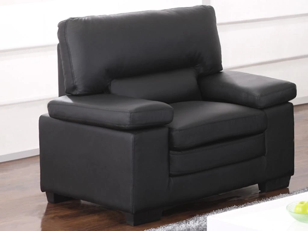 Fauteuil En Cuir De Buffle MIMAS - Noir 1 Fauteuil En Cuir De Buffle MIMAS - Noir