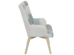 DAMAS - Fauteuil Motif Patchwork Bleu Et Gris -Deco.fr Soldes Boutique fauteuil 13381677