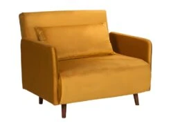 Belushi - Fauteuil Convertible En Velours - Couleur - Jaune Moutarde