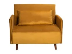 Belushi - Fauteuil Convertible En Velours - Couleur - Jaune Moutarde -Deco.fr Soldes Boutique fauteuil 13390595