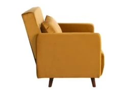 Belushi - Fauteuil Convertible En Velours - Couleur - Jaune Moutarde -Deco.fr Soldes Boutique fauteuil 13390597