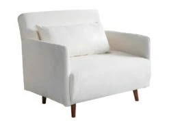 Belushi - Fauteuil Convertible En Tissu Bouclette - Couleur - Ecru