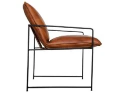 Fauteuil Rétro Industriel En Cuir Cognac Et Structure En Métal Noir -Deco.fr Soldes Boutique fauteuil 13467895
