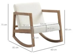 Fauteuil Lounge à Bascule - Assise Profonde, Dossier Incliné - Revêtement Effet Peau De Mouton Polyester Crème - Accoudoirs, Structure Bois Hévéa -Deco.fr Soldes Boutique fauteuil 13602363