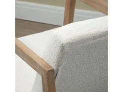 Fauteuil Lounge à Bascule - Assise Profonde, Dossier Incliné - Revêtement Effet Peau De Mouton Polyester Crème - Accoudoirs, Structure Bois Hévéa -Deco.fr Soldes Boutique fauteuil 13602367