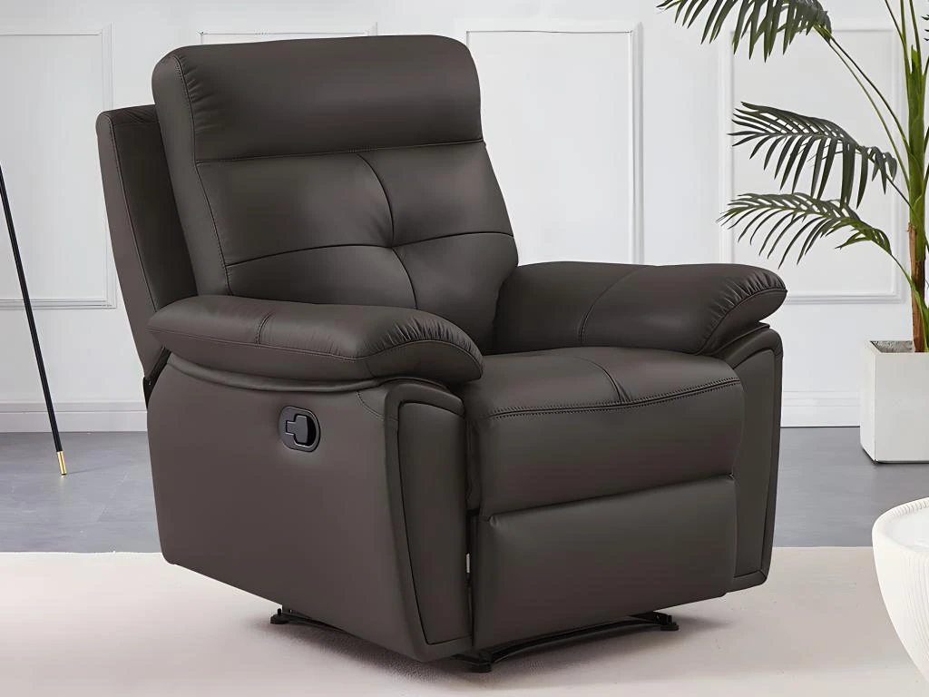 Fauteuil Relax En Cuir Marron VINETA 10 Fauteuil Relax En Cuir Marron VINETA â Image 10