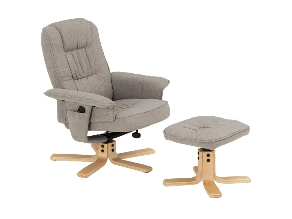 Fauteuil De Relaxation CHARLY Avec Repose-pieds Pouf Siège Pivotant Dossier Inclinable Assise Rembourrée Relax, En Tissu Gris 1 Fauteuil De Relaxation CHARLY Avec Repose-pieds Pouf Siège Pivotant Dossier Inclinable Assise Rembourrée Relax, En Tissu Gris