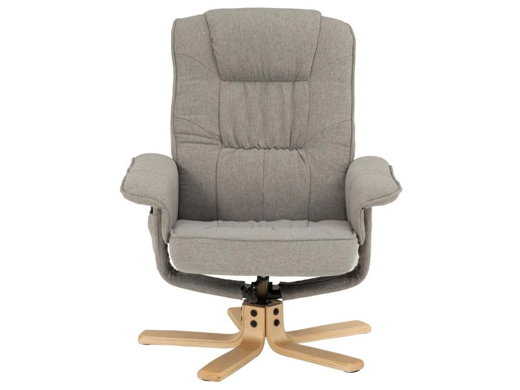 Fauteuil De Relaxation CHARLY Avec Repose-pieds Pouf Siège Pivotant Dossier Inclinable Assise Rembourrée Relax, En Tissu Gris 3 Fauteuil De Relaxation CHARLY Avec Repose-pieds Pouf Siège Pivotant Dossier Inclinable Assise Rembourrée Relax, En Tissu Gris – Image 3