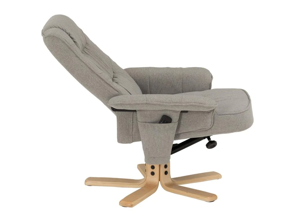 Fauteuil De Relaxation CHARLY Avec Repose-pieds Pouf Siège Pivotant Dossier Inclinable Assise Rembourrée Relax, En Tissu Gris 5 Fauteuil De Relaxation CHARLY Avec Repose-pieds Pouf Siège Pivotant Dossier Inclinable Assise Rembourrée Relax, En Tissu Gris – Image 5