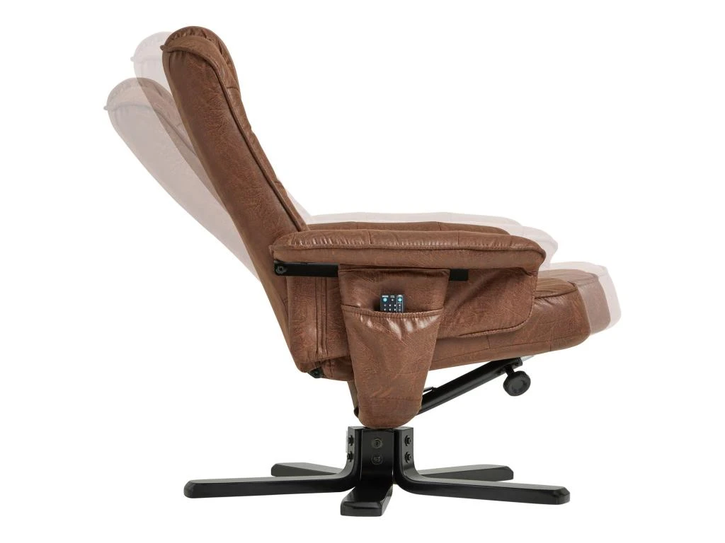 Fauteuil De Relaxation CHARLY Repose-pieds Siège Pivotant Dossier Inclinable Assise Rembourrée, En Tissu Vintage Brun Pieds Noirs 4 Fauteuil De Relaxation CHARLY Repose-pieds Siège Pivotant Dossier Inclinable Assise Rembourrée, En Tissu Vintage Brun Pieds Noirs – Image 4