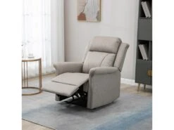Fauteuil De Relaxation Inclinable Avec Repose-pied Ajustable Revêtement Microfibre Polyester Gris -Deco.fr Soldes Boutique fauteuil 13884737