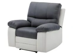 Fauteuil Relax Manuel - Tissu Gris Et Simili Blanc