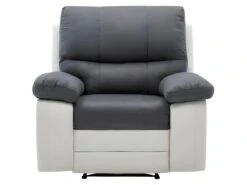 Fauteuil Relax Manuel - Tissu Gris Et Simili Blanc -Deco.fr Soldes Boutique fauteuil 13903733