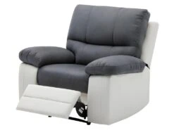 Fauteuil Relax Manuel - Tissu Gris Et Simili Blanc -Deco.fr Soldes Boutique fauteuil 13903735
