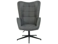 URBAN MEUBLE Fauteuil Scandinave Chaise Pivotant Pour Bureau Salon Chambre Avec Un Revêtement En Velours Des Accoudoirs Rembourés, Métal, Gris, 70*80*100CM