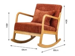 Rocking Chair En Bois Massif Et Tissu Terracotta -Deco.fr Soldes Boutique fauteuil 14209957