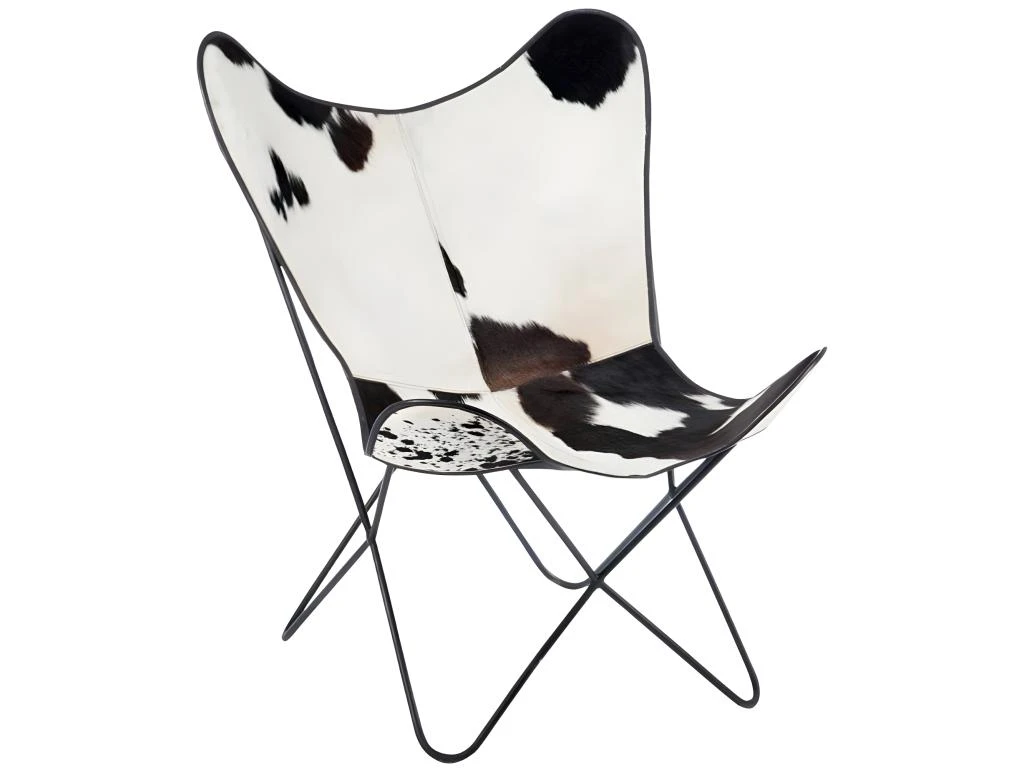 Fauteuil Design Peau De Vache "Papillon" 92cm Noir & Blanc 1 Fauteuil Design Peau De Vache "Papillon" 92cm Noir & Blanc