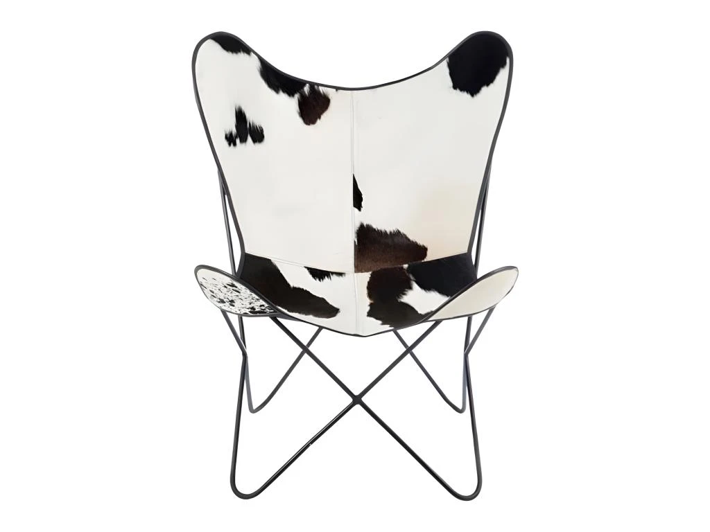 Fauteuil Design Peau De Vache "Papillon" 92cm Noir & Blanc 3 Fauteuil Design Peau De Vache "Papillon" 92cm Noir & Blanc – Image 3