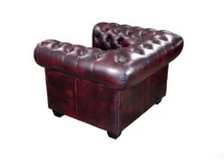Fauteuil Chesterfield BRENTON 100% Cuir De Buffle - Bordeaux -Deco.fr Soldes Boutique fauteuil 143303
