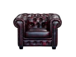 Fauteuil Chesterfield BRENTON 100% Cuir De Buffle - Bordeaux