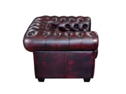 Fauteuil Chesterfield BRENTON 100% Cuir De Buffle - Bordeaux -Deco.fr Soldes Boutique fauteuil 143305