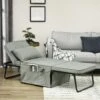 Fauteuil Chaise Longue Lit Pouf 4 En 1 Dossier Inclinable 5 Niveaux Repose-pied Rabattable Châssis Acier Noir Tissu Gris
