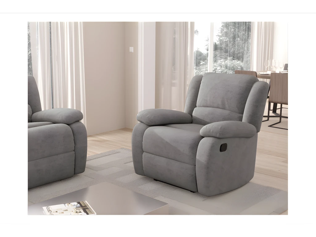 Fauteuil Relaxation 1 Place Microfibre Grise DETENTE 3 Fauteuil Relaxation 1 Place Microfibre Grise DETENTE – Image 3
