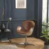 GASTON - Fauteuil Marron NEVADA Vintage Cuir Pied Aluminium -Deco.fr Soldes Boutique fauteuil 14650519