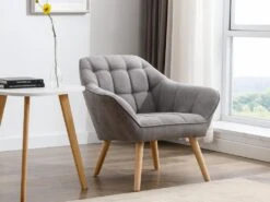 Fauteuil En Tissu Gris CASERTA -Deco.fr Soldes Boutique fauteuil 14801857