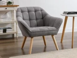 Fauteuil En Tissu Gris CASERTA -Deco.fr Soldes Boutique fauteuil 14801869