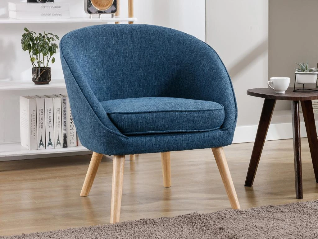 Fauteuil En Tissu Bleu LINDALE 7 Fauteuil En Tissu Bleu LINDALE – Image 7