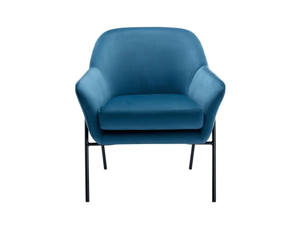 Fauteuil En Velours Bleu Canard CERITA 3 Fauteuil En Velours Bleu Canard CERITA – Image 3