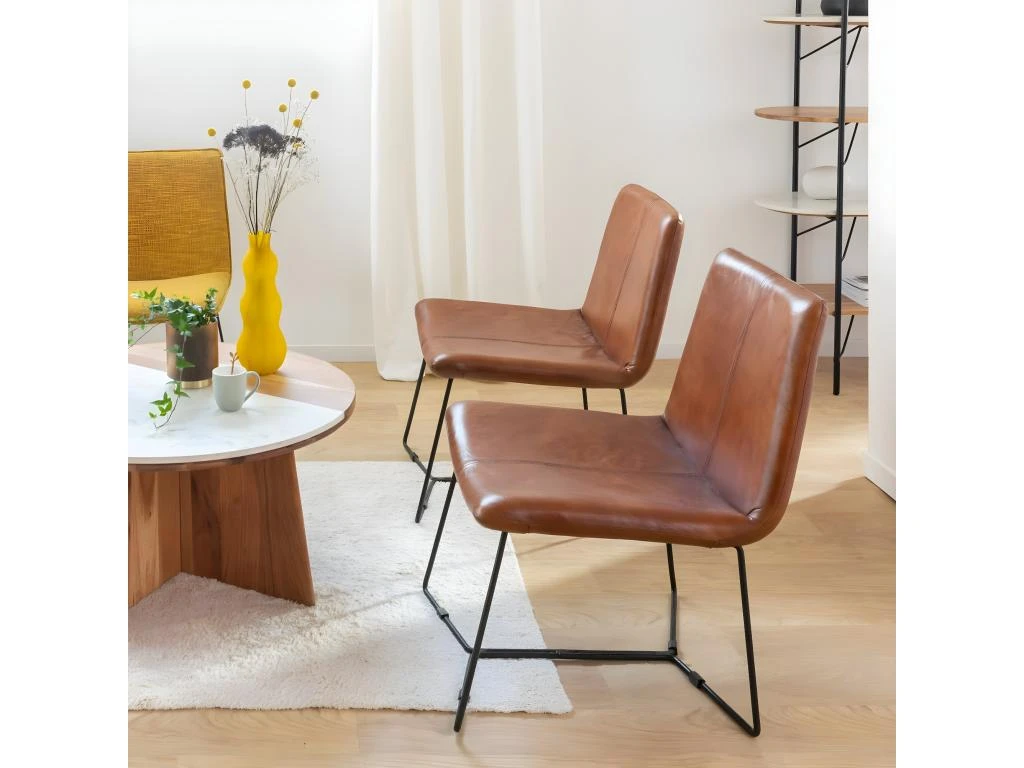 Fauteuil En Cuir Marron Chahinaize 4 Fauteuil En Cuir Marron Chahinaize – Image 4