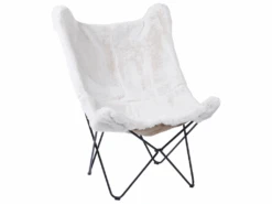 Fauteuil Papillon En Fourrure Synthétique Blanc NYBRO