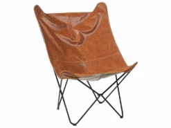 Fauteuil Papillon En Cuir PU Marron NYBRO