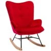 Fauteuil à Bascule Rocking Chair Bouton Décoratif En Tissu Velours Rouge Confortable Et Design FAB10075 -Deco.fr Soldes Boutique fauteuil 15779679