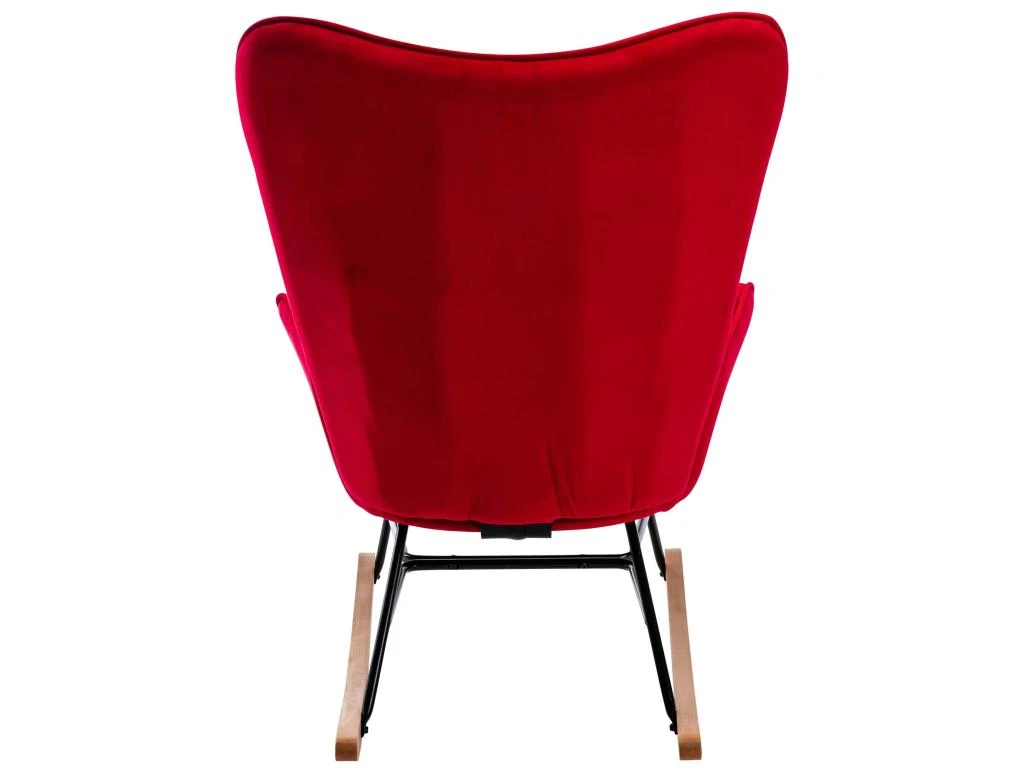 Fauteuil à Bascule Rocking Chair Bouton Décoratif En Tissu Velours Rouge Confortable Et Design FAB10075 3 Fauteuil à Bascule Rocking Chair Bouton Décoratif En Tissu Velours Rouge Confortable Et Design FAB10075 – Image 3