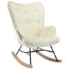 Fauteuil à Bascule Rocking Chair Bouton Décoratif En Tissu Velours Crème Confortable Et Design FAB10073 -Deco.fr Soldes Boutique fauteuil 15779695