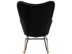 Fauteuil à Bascule Rocking Chair Bouton Décoratif En Tissu Velours Noir Confortable Et Design FAB10070 -Deco.fr Soldes Boutique fauteuil 15779707
