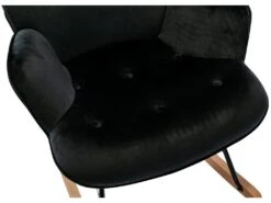 Fauteuil à Bascule Rocking Chair Bouton Décoratif En Tissu Velours Noir Confortable Et Design FAB10070 -Deco.fr Soldes Boutique fauteuil 15779709