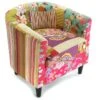 Fauteuil Pour Salon Pink Patchwork, 56 X 62 X 64 Cm, Coton Et Bois, Rose -Deco.fr Soldes Boutique fauteuil 15812145