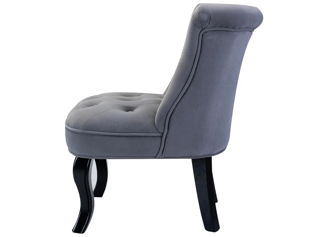 Petit Fauteuil Crapaud Rembourrée Avec Pieds Noirs Pour Salle à Manger, Salon, Entrée & Chambre-Gris 3 Petit Fauteuil Crapaud Rembourrée Avec Pieds Noirs Pour Salle à Manger, Salon, Entrée & Chambre-Gris – Image 3