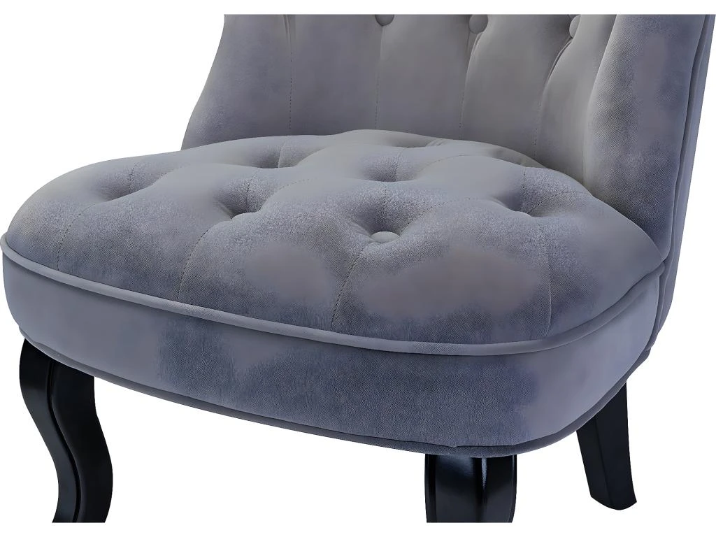 Petit Fauteuil Crapaud Rembourrée Avec Pieds Noirs Pour Salle à Manger, Salon, Entrée & Chambre-Gris 5 Petit Fauteuil Crapaud Rembourrée Avec Pieds Noirs Pour Salle à Manger, Salon, Entrée & Chambre-Gris – Image 5
