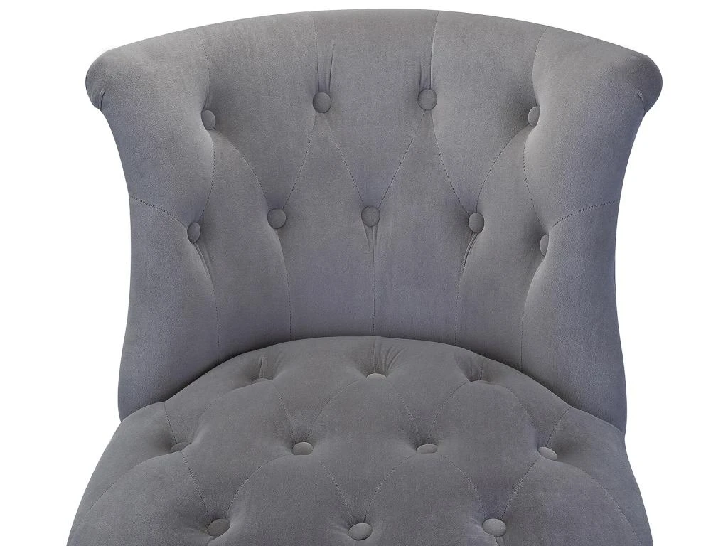 Petit Fauteuil Crapaud Rembourrée Avec Pieds Noirs Pour Salle à Manger, Salon, Entrée & Chambre-Gris 6 Petit Fauteuil Crapaud Rembourrée Avec Pieds Noirs Pour Salle à Manger, Salon, Entrée & Chambre-Gris – Image 6