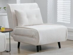 Fauteuil Convertible En Tissu Bouclette Ivoire URIBIA 17 Fauteuil Convertible En Tissu Bouclette Ivoire URIBIA -Deco.fr Soldes Boutique fauteuil 15920483