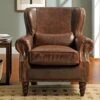 Fauteuil 100% Cuir EDOUARD - Marron